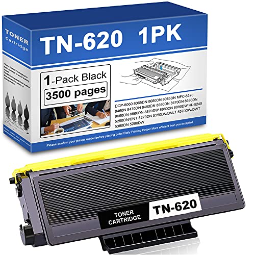 LKKJ 1 Pack TN620 Black Toner Cartridge Compatible TN-620 Toner Cartridge Replacement for Brother HL-5240 5370DW/DWT 5380DN 5270DN 5350DN DCP-8060 MFC-8480DN Printer Toner.