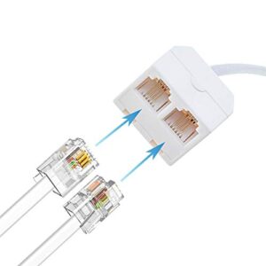 Telephone Splitter, 3-Pack RJ11 Male to Female Two Way Phone Line Splitter Converter Cable