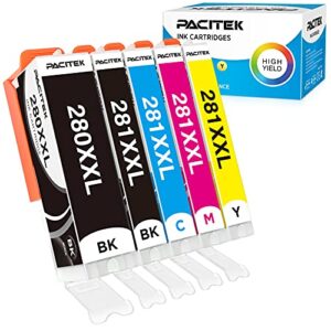 pacitek canon ink 280 and 281 cartridges xxl, compatible ink cartridges replacement for pgi-280xxl cli-281xxl, work with pixma tr8520 ts8320 ts8220 ts9120 ts6220 ts6320 tr7520 ts6120