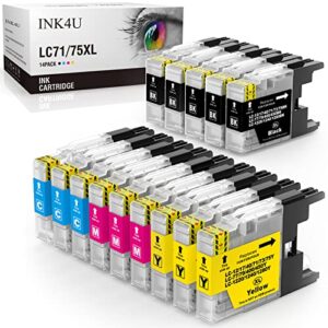 ink4u compatible lc75 ink cartridges replacement for brother lc75 lc71 lc79 xl for mfc-j6510dw mfc-j6710dw mfc-j6910dw mfc-j280w mfc-j425w mfc-j430w printer(5 black,3 cyan,3 magenta,3 yellow,14 pack)