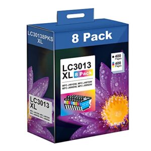 lc3013 8pks high capacity compatible ink cartridge replacement for brother lc3013 lc-3013 lc3011 work with mfc-j491dw mfc-j497dw mfc-j690dw mfc-j895dw printer (2 black, 2 cyan, 2 magenta, 2 yellow)
