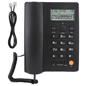 corded telephone landline telephone,dual interface wired telephone big button landline phones with caller identification，telephone suitable for office, front desk, home, hotel, corded landline (black)