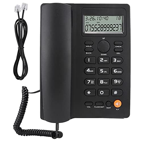 Corded Telephone Landline Telephone,Dual Interface Wired Telephone Big Button Landline Phones with Caller Identification，Telephone Suitable for Office, Front Desk, Home, Hotel, Corded Landline (Black)