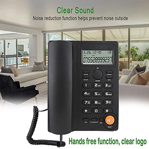 Corded Telephone Landline Telephone,Dual Interface Wired Telephone Big Button Landline Phones with Caller Identification，Telephone Suitable for Office, Front Desk, Home, Hotel, Corded Landline (Black)