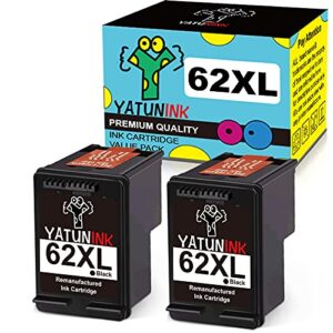 yatunink remanufactured 62xl ink cartridge for hp 62xl 62 xl black ink cartridge for hp envy 5540 envy 7640 5542 5640 5642 5643 5660 5661 7645 officejet 200 250 5740 5745 printer ink (black 2 pack)