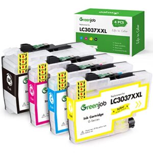 greenjob lc3037 ink cartridges compatible replacement for brother lc3037 lc3037xxl lc3039, high yield use with mfc-j6945dw mfc-j5845dw xl mfc-j5945dw mfc-j6545dw xl (2 bk/c/m/y)