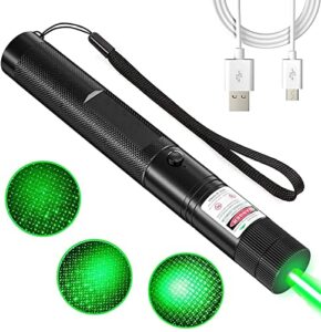 green laser pointer, long range green high power usb rechargeable laser pointer pen for presentations astronomy hunting