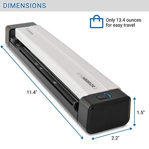 Visioneer RoadWarrior 3 Simplex Mobile Document Scanner for PC and Mac, USB Powered Travel Scanner