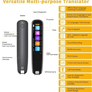 Upgraded Translation Scanning Pen, Mobile Scanner Translator, Reading Pen, 112 Language Translating Device, OCR Digital for Language Learners Business Travel…