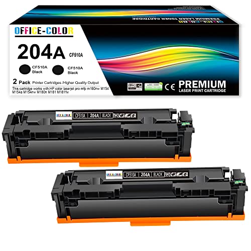 2 Pack 204A Black Toner Cartridge Replacement for HP 204A CF510A to use with Color Laserjet Pro MFP M180nw M180n M181fw M154a M154nw Printer