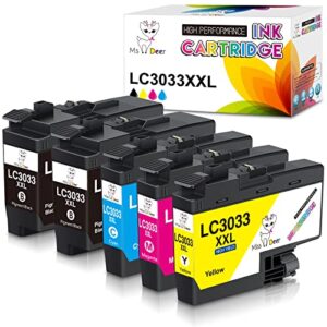 Miss Deer LC3033 BK/C/M/Y Super High Yield Ink Cartridges Compatible Replacement Ink for Brother LC3033 LC3033XXL LC3035XXL LC3035 Work for Brother MFC-J995DW MFC-J805DW MFC-J815DW(2BK/C/M/Y)