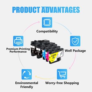 Miss Deer LC3033 BK/C/M/Y Super High Yield Ink Cartridges Compatible Replacement Ink for Brother LC3033 LC3033XXL LC3035XXL LC3035 Work for Brother MFC-J995DW MFC-J805DW MFC-J815DW(2BK/C/M/Y)