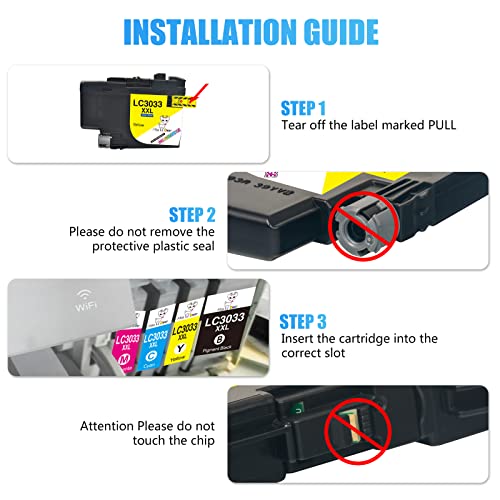 Miss Deer LC3033 BK/C/M/Y Super High Yield Ink Cartridges Compatible Replacement Ink for Brother LC3033 LC3033XXL LC3035XXL LC3035 Work for Brother MFC-J995DW MFC-J805DW MFC-J815DW(2BK/C/M/Y)