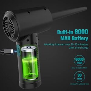 PGROUP Compressed Air Duster，Electric Air Duster 3-Gear to 51000 RPM Air Blower with LED Light，6000mAh 68W Rechargeable Cordless Air Duster Replaces Air Cans for Computer Keyboard Car Home Cleaning