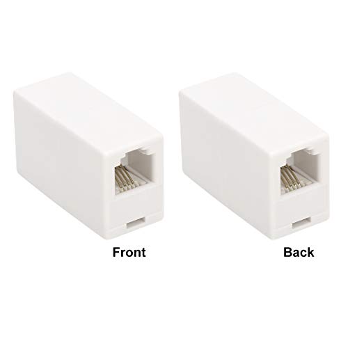 Uvital RJ11 6P4C Inline Coupler, Modular Female to Female Straight Telephone Extension Cable Cord Coupler Adapter Jack White(2 Pack)