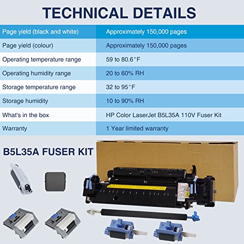 B5L35A Fuser Maintenance Kit 110V, Compatible with B5L35-67901, B5L35-67902, RM2-0011, for HP Color Laserjet Enterprise M552/M553/M577 etc. Upgraded