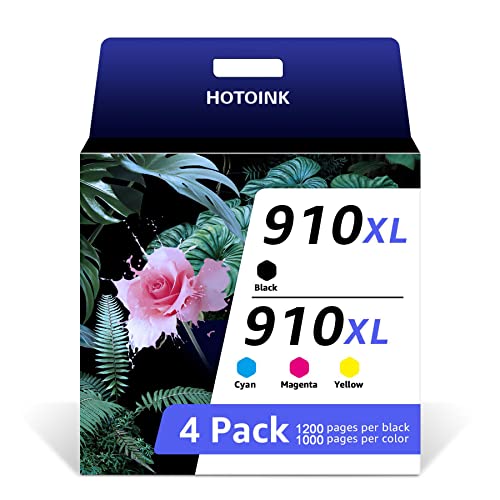 910XL Ink Cartridge Combo Pack Compatible for HP 910 910XL Black/Color Ink Cartridges Compatible for HP OfficeJet 8025e 8035e 8028e 8024e 8025 8035 8020 8022 (Black, Cyan, Magenta, Yellow)