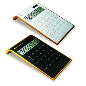 【Letitfly】 Calculator, Slim Elegant Design, Office/Home Electronics, Dual Powered Desktop Calculator, Solar Power, 10 Digits, Tilted LCD Display, Inclined Design, Black (Slim)