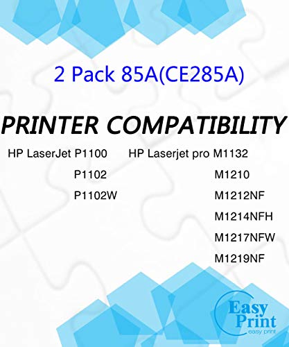 (2-Pack, 2xBlack) Compatible 85A CE285A Toner Cartridge Used for HP P1100 P1102W Pro M1132 M1210 M1212nf M1214nfh M1217nfw M1219nf Printer, by EasyPrint