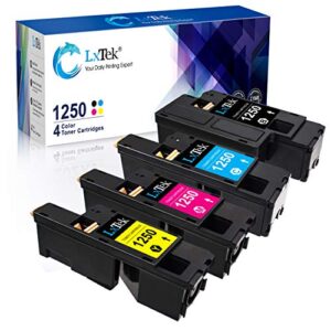 lxtek compatible toner cartridge replacement for dell 1250 810wh c5gc3 xmx5d wm2jc to use with 1250c c1760nw c1765nfw c1765nf 1350cnw 1355cn 1355cnw printer (black cyan magenta yellow, 4-pack)