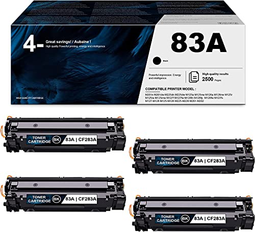 LVELIMIT Compatible 83A | CF283A High Yield Toner Cartridge Replacement for HP M201n M201dw M128fn M128fp M128fw M127fs M225dn M225dw M125a M125nw M126a M126nw M125r M125rnw Printer (4-Pack, Black)