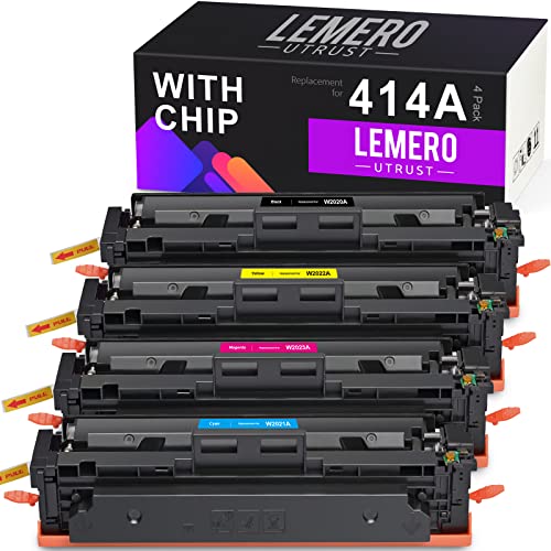 LEMERO UTRUST (414A with Chip) Compatible Toner Cartridge Replacement for HP 414A 414X W2020A W2020X use with HP Color Laserjet Pro MFP M479fdw, M479fdn, M454dw, M454dn, M479dw 414A (4-Pack)