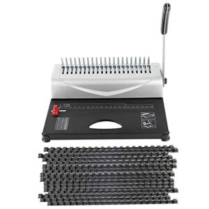heavy duty comb binding machine 450 sheet 21 hole handle manual paper punch binder with 100pcs starter kit 3/8” comb binding spines