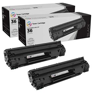 ld products compatible hp 36a black toner cartridge replacement cb436a for use in hewlett packard laserjet printers m1522n mfp, m1522nf mfp, p1505 & p1505n (2-pack)