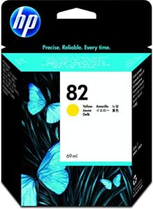 hp 82 yellow 69-ml genuine ink cartridge (c4913a) for designjet 820mfp, 815mfp, 800, cc800ps, 510, 500, 500 plus, 500ps, 120, 50ps, 20ps & 10ps large format printers