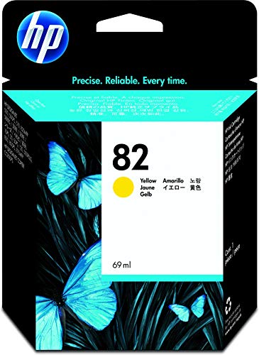 HP 82 Yellow 69-ml Genuine Ink Cartridge (C4913A) for DesignJet 820MFP, 815MFP, 800, CC800PS, 510, 500, 500 Plus, 500ps, 120, 50ps, 20ps & 10ps Large Format Printers