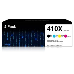 410x toner cartridge 4 pack high yield: cf410x black cf411x cyan cf412x yellow cf413x magenta replacement for hp 410x color pro m452dn m452dw m452nw mfp m477fdw m377dw m477fdn m477fnw toner printer