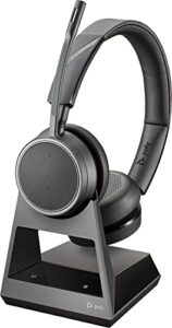 plantronics – voyager 4210 office with two-way base usb-a (poly) – bluetooth single-ear (monaural) headset – connect to pc, mac, & desk phone-noise canceling-works with teams, zoom & more