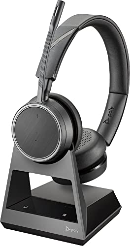 Plantronics - Voyager 4210 Office with Two-Way Base USB-A (Poly) - Bluetooth Single-Ear (Monaural) Headset - Connect to PC, Mac, & Desk Phone-Noise Canceling-Works with Teams, Zoom & more