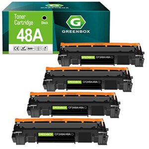 greenbox compatible toner cartridge replacement for hp cf248a 48a for pro m15w m15a m16a m16w mfp m28w m28a m29a mfp m29w 248a printer (4 black)