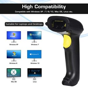 WoneNice Barcode Scanner, Wired Handheld USB Laser Automatic Bar Code Scanner Bar-Code Reader with Stand, Support Windows/Mac/Linux for Store, Supermarket, Warehouse, Small Business - Black