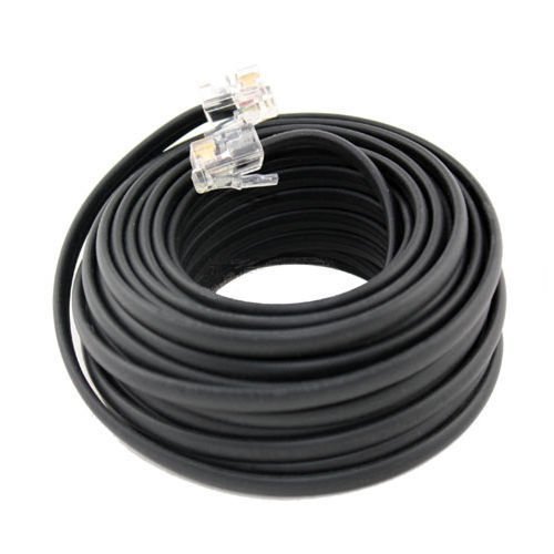 True Decor 50' Foot Black Telephone Extension Cord Cable Line Wire RJ-11