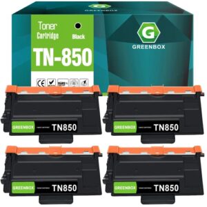 greenbox compatible toner cartridge replacement for brother tn850 tn-850 tn-820 tn820 for brother dcp-l5500dn dcp-l5600dn mfc-l5700dw hl-l5000d mfc-l5800dw mfc-l5850dw hl-l5100dn printer (4 black)