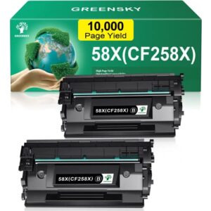 greensky 2 pack (no chip) toner cartridge replacement for hp 58x cf258x 58a cf258a to use with hp laserjet pro mfp m428fdw m428fdn m428dw laserjet pro m404n m404dn m404dw m404 enterprise m406dn printer