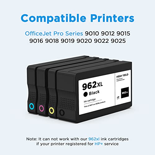 Yocare 962xl 962 XL Combo Pack Ink Cartridges Replacement for 962XL Compatible with Officejet 9010 9015 9025 9012 9013 9016 9019 9018 9020 Printer (Black & Cyan & Magenta & Yellow)-4 Packs