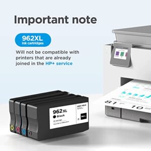 Yocare 962xl 962 XL Combo Pack Ink Cartridges Replacement for 962XL Compatible with Officejet 9010 9015 9025 9012 9013 9016 9019 9018 9020 Printer (Black & Cyan & Magenta & Yellow)-4 Packs