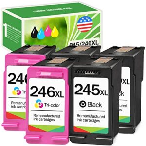 limeink 5 pack remanufactured pg-245xl cl-246xl high yield ink cartridges (3 black, 2 color) for pixma ip2820 mg2420 mg2520 mg2920 mg2922 mg2924 mx492 shows accurate ink level