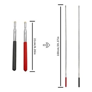 2 PcsTelescopic Teachers Pointer Stick, Extendable Teaching Pointer, Whiteboard Pointer with Felt Head for Teachers, Guides, Coach, Extends to 39''（Red and Black）