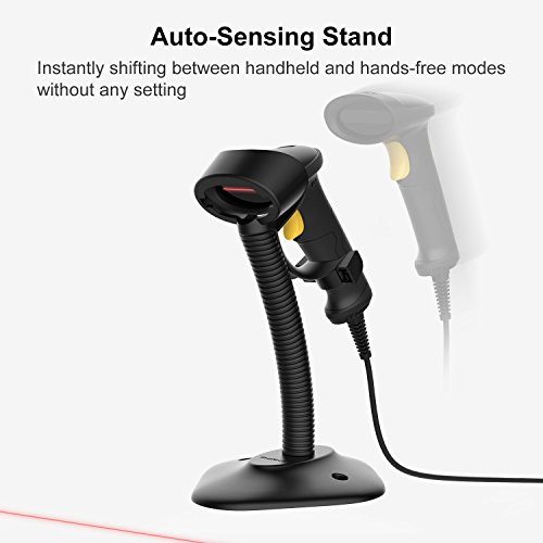 Inateck 1D USB Barcode Scanner with Intelligent Stand Wired, BCST-33