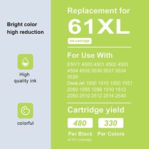 61XL LemeroUexpect Remanufactured Ink Cartridge Replacement for HP 61XL 61 XL for Officejet 4630 2622 4635 Envy 5530 4500 4502 5535 Deskjet 2540 1010 Printer Black Tricolor