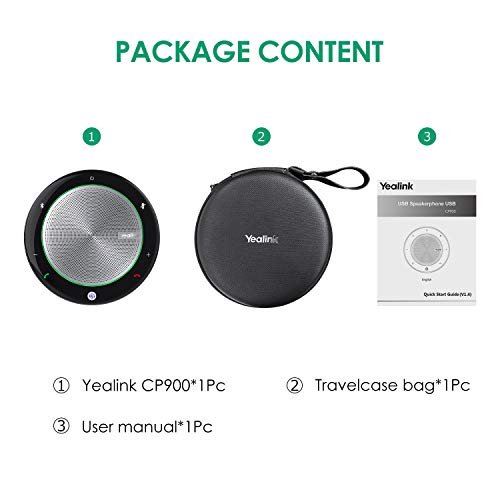 Yealink Bluetooth Speakerphone USB Speakers with Microphone Teams Certified CP900 Wireless Enhanced Noise Reduction Algorithm Home Office 360° Voice Pickup (Teams Optimized, CP900) (CP900-MT)