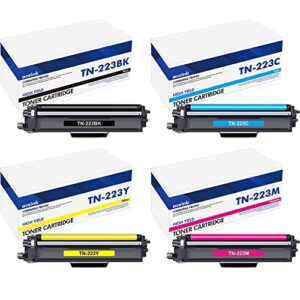 tn223 bk/c/m/y toner cartridge 4pack: compatible for brother tn-223 tn-223bk/c/m/y tn227 replacement for hl-l3270cdw hl-l3290cdw hl-l3210cw hl-l3230cdw mfc-l3710cw mfc-l3750cdw mfc-l3770cdw printer
