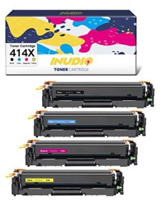 (with chip) 414x 414a toner cartridge 4 pack compatible replacement for hp 414a w2020a 414x w2020x work with color pro mfp m479fdw m454dw m479fdn m454dn m454 m479 printer (black cyan magenta yellow)