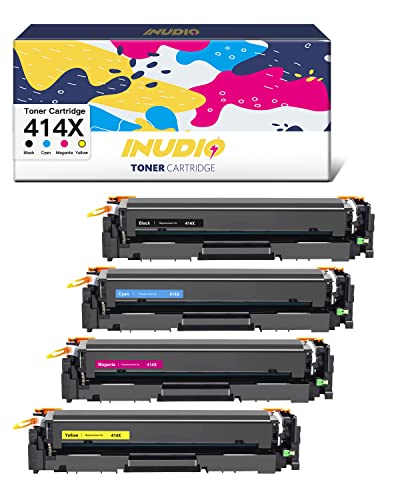 (with Chip) 414X 414A Toner Cartridge 4 Pack Compatible Replacement for HP 414A W2020A 414X W2020X Work with Color Pro MFP M479fdw M454dw M479fdn M454dn M454 M479 Printer (Black Cyan Magenta Yellow)