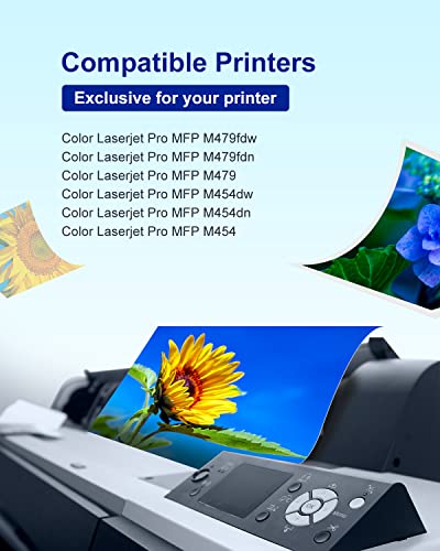 (with Chip) 414X 414A Toner Cartridge 4 Pack Compatible Replacement for HP 414A W2020A 414X W2020X Work with Color Pro MFP M479fdw M454dw M479fdn M454dn M454 M479 Printer (Black Cyan Magenta Yellow)