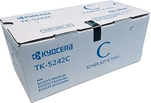 Kyocera 1T02R7CUS0 Model TK-5242C Cyan Toner Cartridge For use with Kyocera ECOSYS P5026cdN, P5026cdw and M5526cdw Printers; Up To 3000 Page Yield @ 5% Coverage